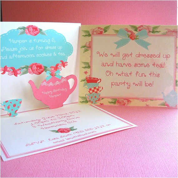 Pop Up Baby Shower Invitations Shabby Chic Tea Pop Up Invitations for Birthdays or Baby