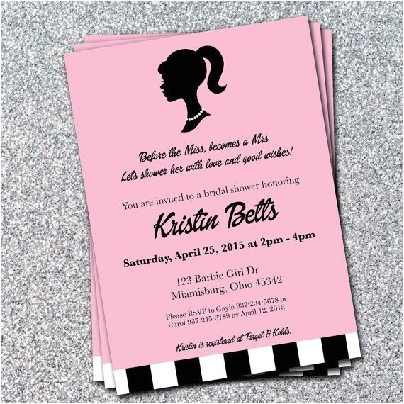 Postcard Size Bridal Shower Invitations Classic Barbie Bridal Shower Invitations these Can Be
