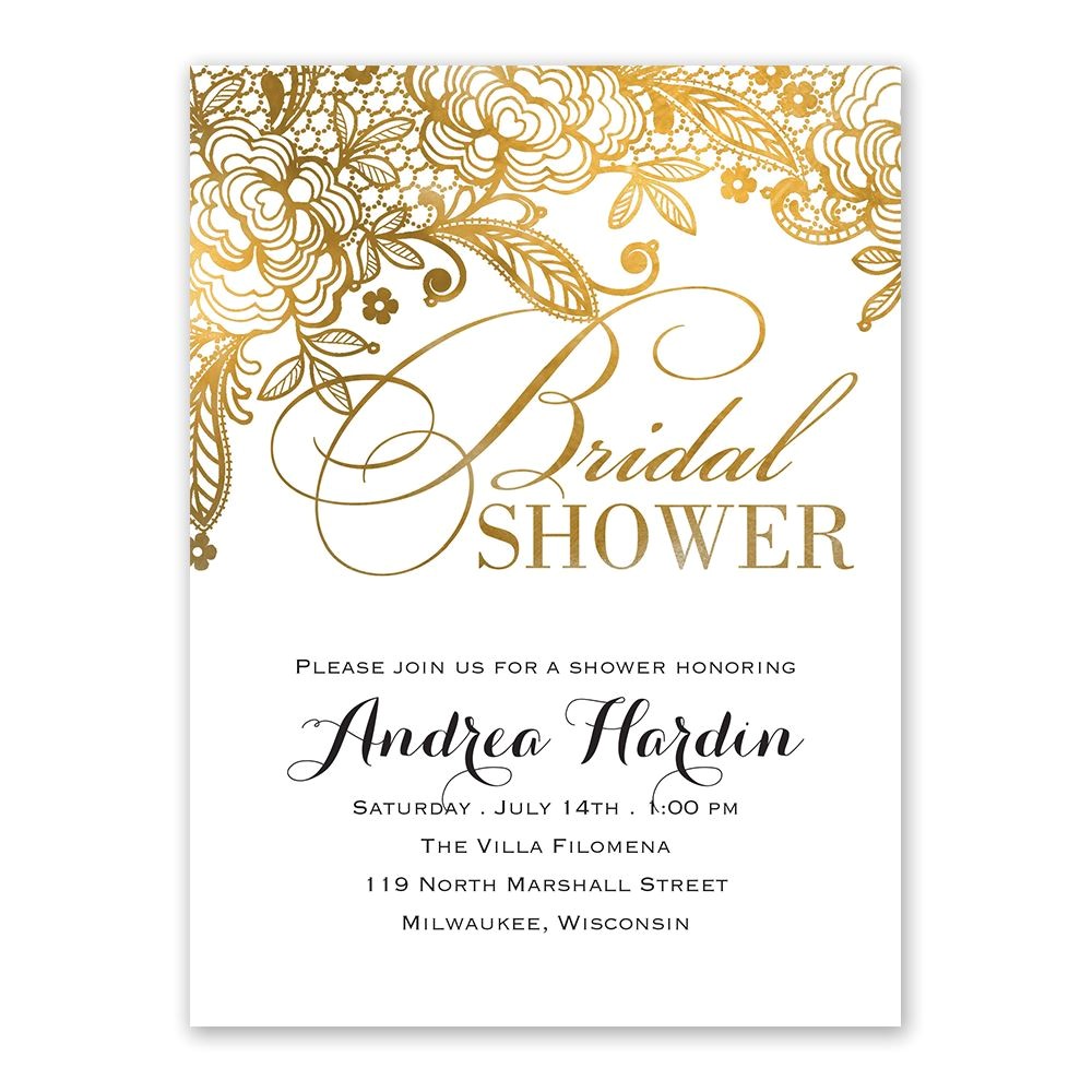 Postcard Size Bridal Shower Invitations Gold Lace Bridal Shower Invitation