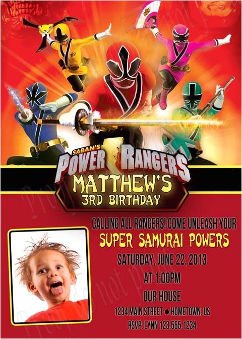 Power Ranger Birthday Invitations Personalized Power Rangers Samurai Birthday Party Power Ranger Birthday Invitations Personalized Power Rangers Samurai Birthday Party