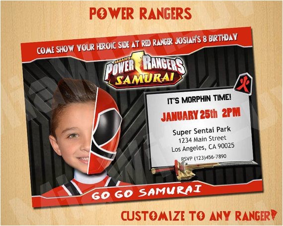 Power Ranger Birthday Invitations Power Rangers Samurai Birthday Invitation Invite Custom by Power Ranger Birthday Invitations Power Rangers Samurai Birthday Invitation Invite Custom by