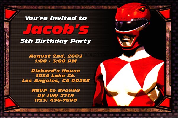 Power Ranger Birthday Invitations Printable Power Rangers Invitations General Prints