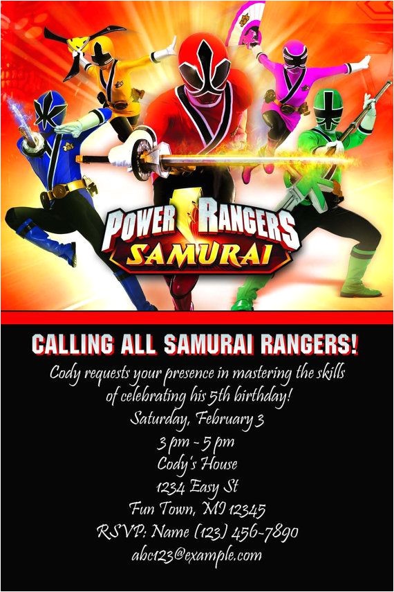 Power Ranger Birthday Invitations Printable Power Rangers Samurai Birthday Invitation