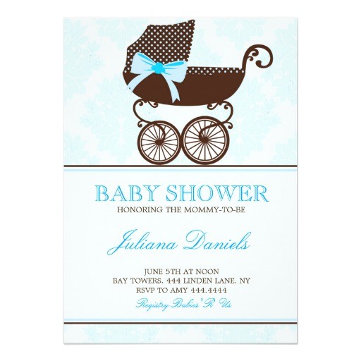 Pram Baby Shower Invitations Elegant Pram Boy Baby Shower Invitations