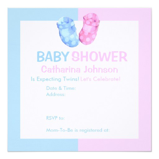 Pre Printed Baby Shower Invitations Baby Twins Booties Baby Shower Invitation