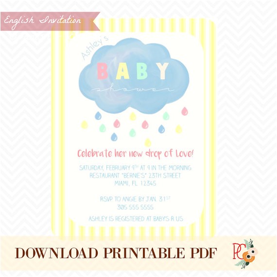 Pre Printed Baby Shower Invitations Pre Made Baby Shower Invitation Digital Download Printable