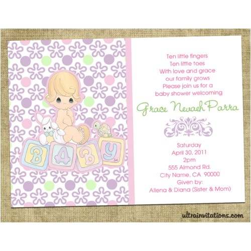 Precious Moments Printable Baptism Invitations Precious Moments Baby Shower Invitation Printable or