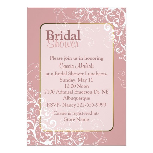 Pretty Bridal Shower Invitations Pretty Dusty Rose Custom Bridal Shower Invitation Zazzle