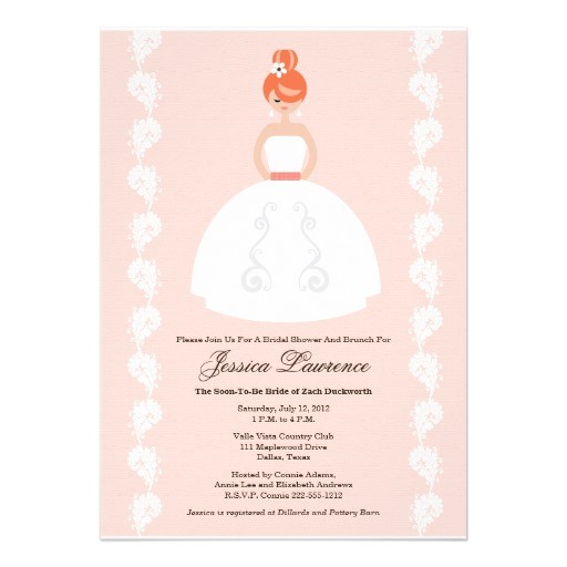 Pretty Bridal Shower Invitations Pretty Redhead Bridal Shower Pink Invitations Zazzle
