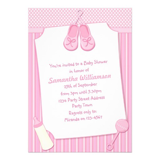 Pretty In Pink Baby Shower Invitations Pretty Pink Baby Shower In Stripes and Polka Dots 5" X 7
