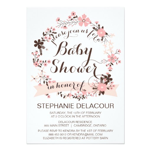 Pretty In Pink Baby Shower Invitations Pretty Pink Floral Wreath Baby Shower Invitation