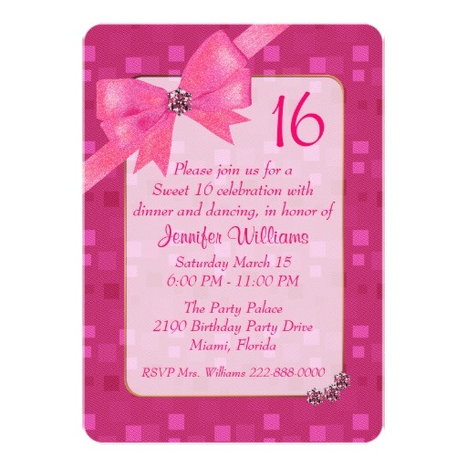 Pretty In Pink Birthday Party Invitations Pretty In Pink Sweet 16 Birthday Party Invitation 5" X 7