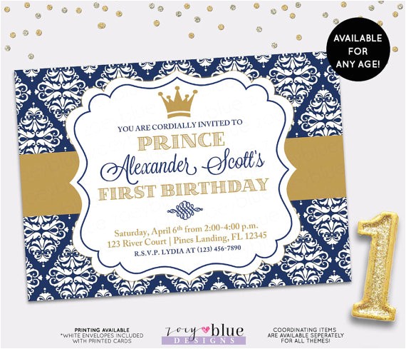 Prince First Birthday Invitations Prince Birthday Invitation Boy First Birthday Invite