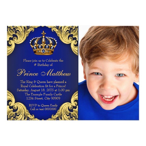 Prince First Birthday Invitations Royal Blue Gold Prince Birthday Party Invitations Zazzle