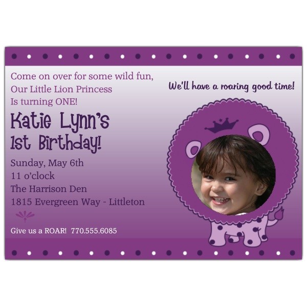 Princess 1st Birthday Invitation Wording 1st Birthday Little Lion Princess Photo Invitations