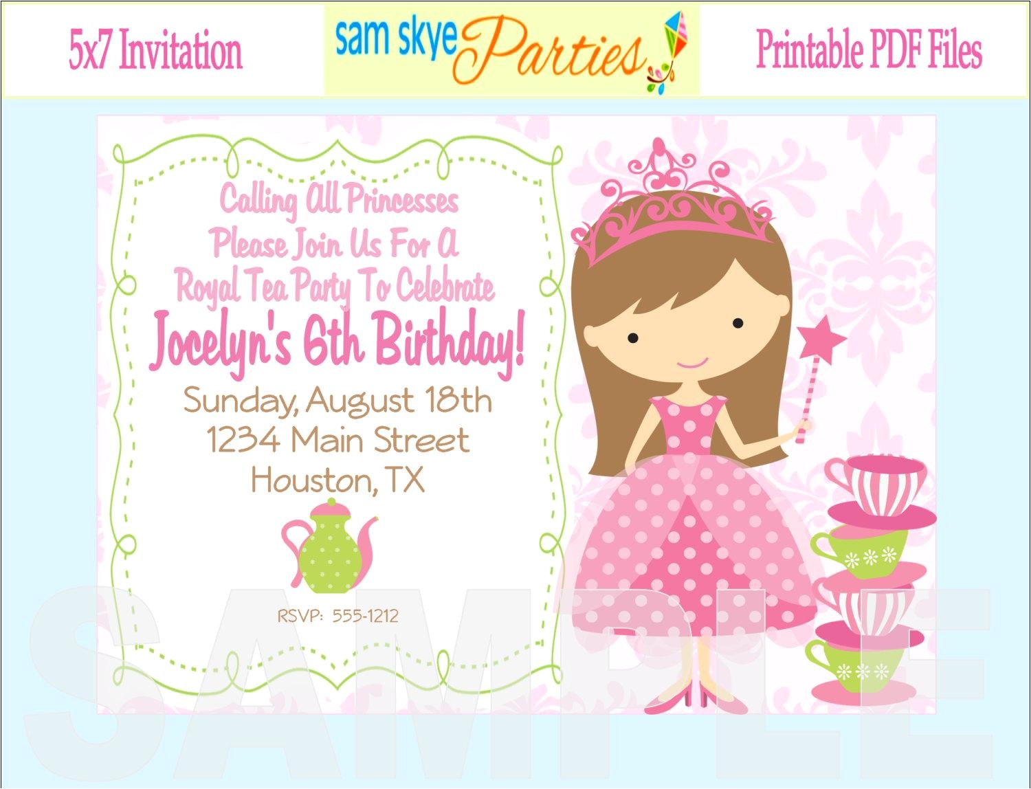Princess 1st Birthday Party Invitation Wording Princess Birthday Invitations