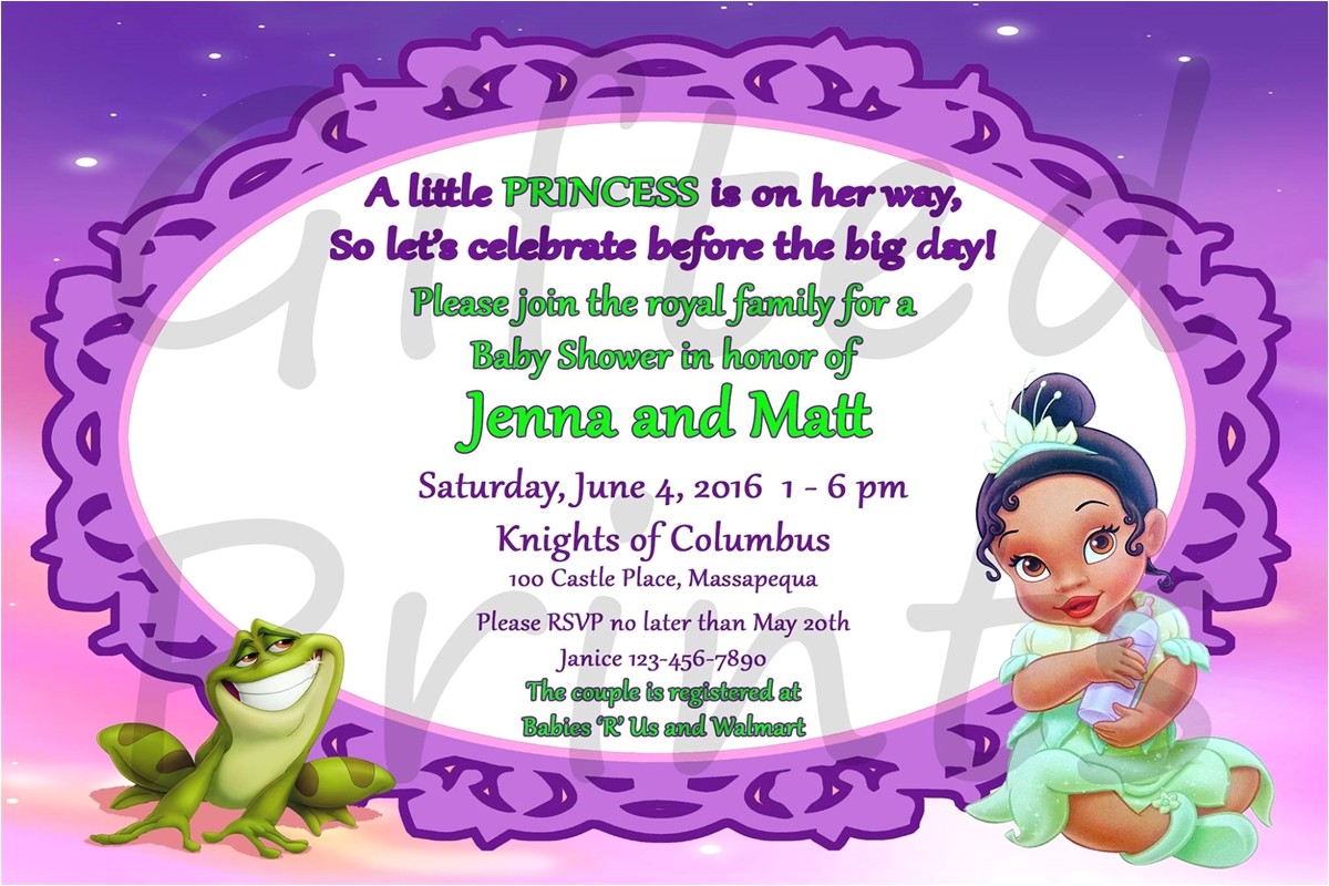 Princess and the Frog Baby Shower Invitations Baby Shower Invitation Princess and the Frog theme Princess and the Frog Baby Shower Invitations Baby Shower Invitation Princess and the Frog theme