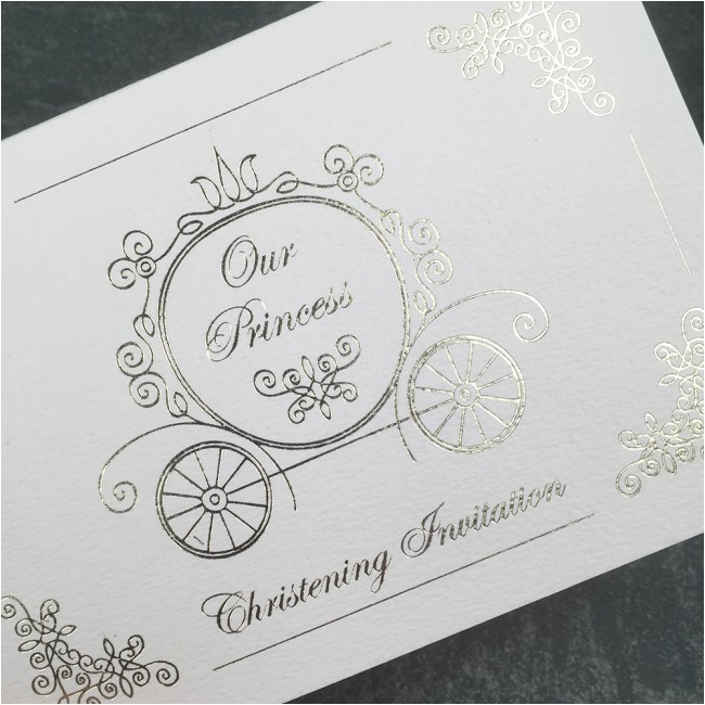 Princess Baptism Invitations Christening Invitation with Princess Carriage Design
