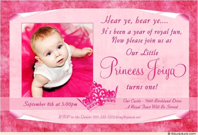 Princess Baptism Invitations Little Princess Birthday Invitation Royal Party Crown