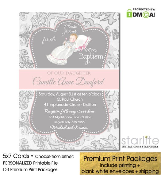 Princess Baptism Invitations Princess Baptism Invitation Girl
