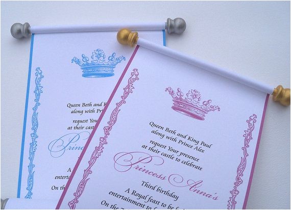 Princess Baptism Invitations Royal Disney Princess Scroll Invitation Birthday Wedding