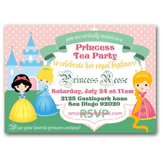 Princess Tea Party Invitation Wording Princess Tea Party Invitation Royal Tea Birthday Party