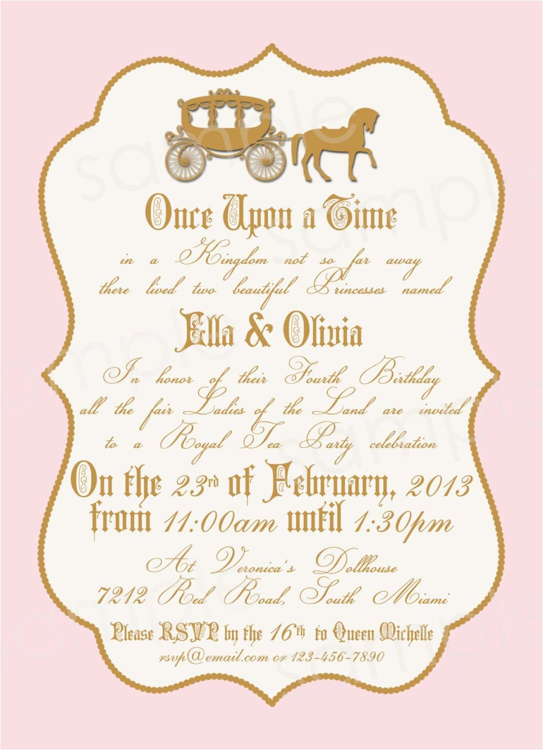Princess Tea Party Invitation Wording Tea Party Princess Invitation