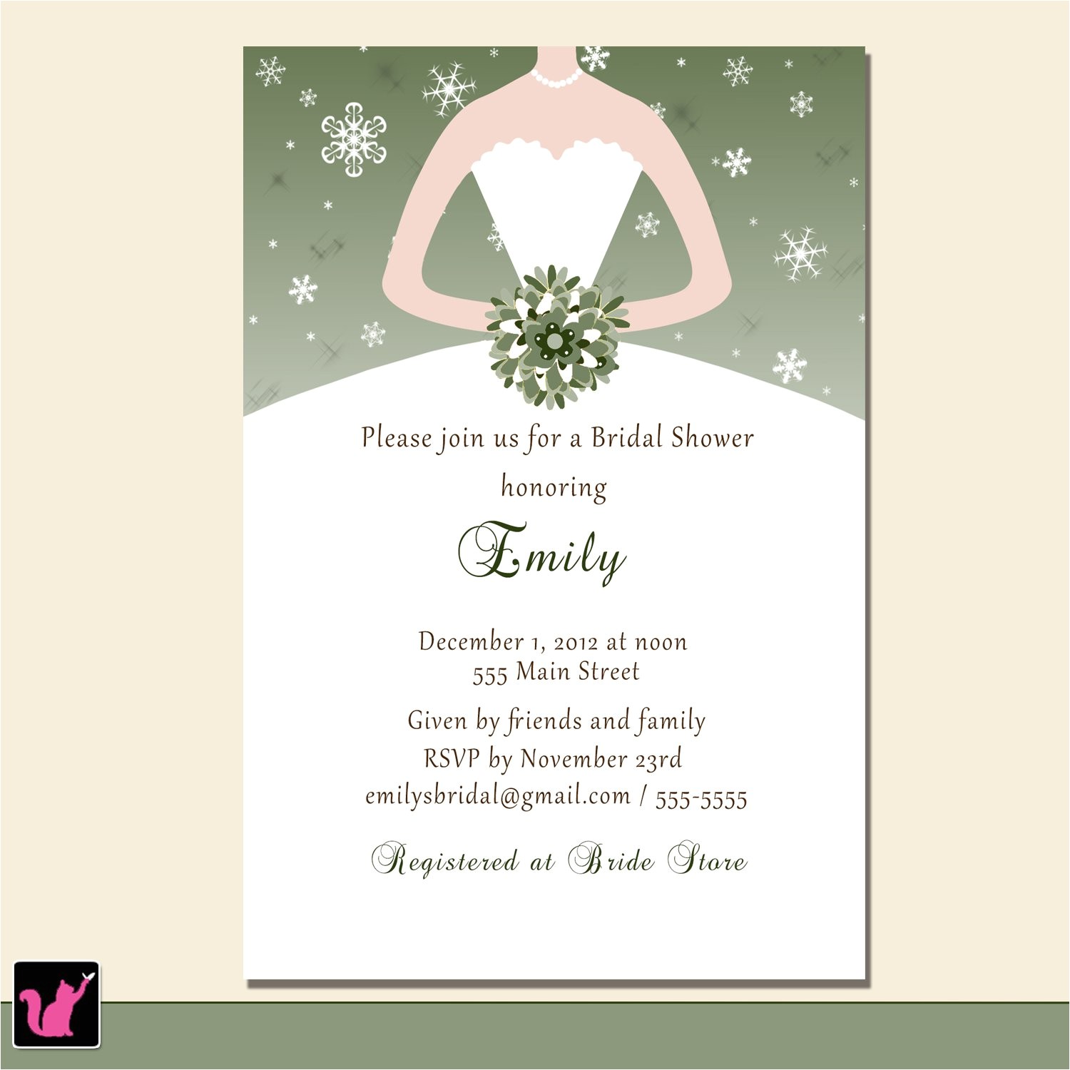 Print at Home Bridal Shower Invitations Printable Bridal Shower Winter Wonderland Invitations
