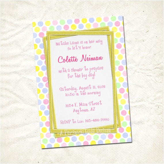 Print Yourself Baby Shower Invitations Pink Lemonade Dots Baby Shower Invitation Print Yourself File