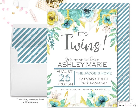 Printable Baby Shower Invitations Twins Printable Twin Baby Shower Invitation Twin Girl Baby
