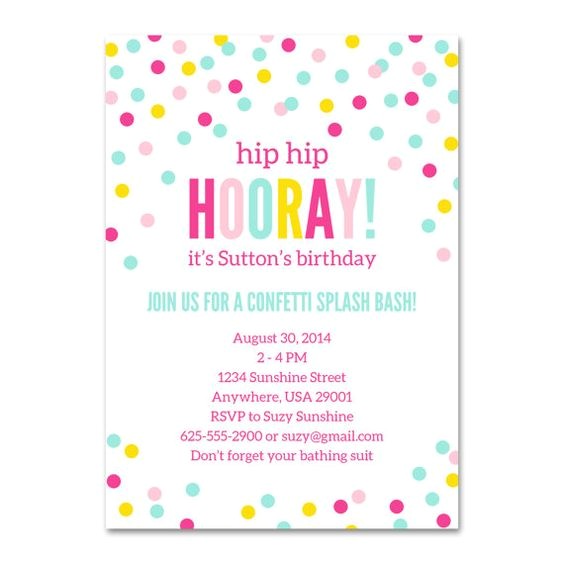 Printable Birthday Invitations for Tweens Confetti Birthday Invitation Confetti Party Invitation