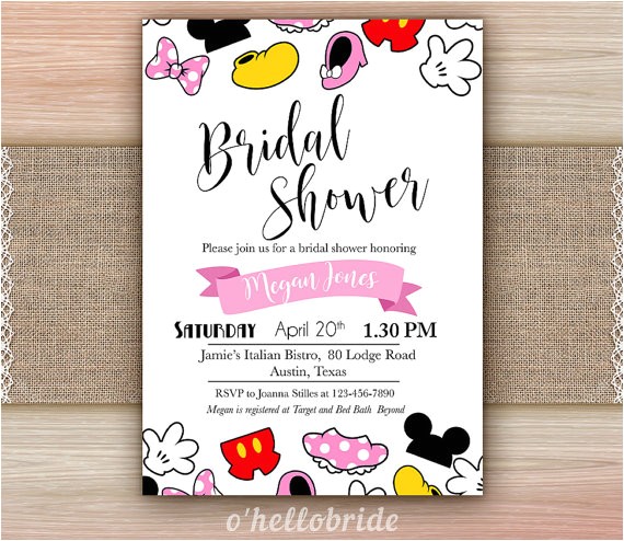 Printable Disney Bridal Shower Invitations Disney Bridal Shower Invitation Printable Disney Engagement
