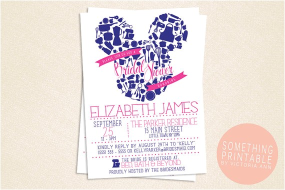 Printable Disney Bridal Shower Invitations Printable Diy Kitchen Bridal Shower Invitation Design