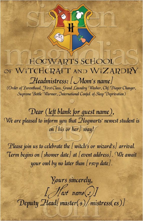 Printable Harry Potter Baby Shower Invitations Harry Potter Baby Shower Invitation Kasandra Riehle