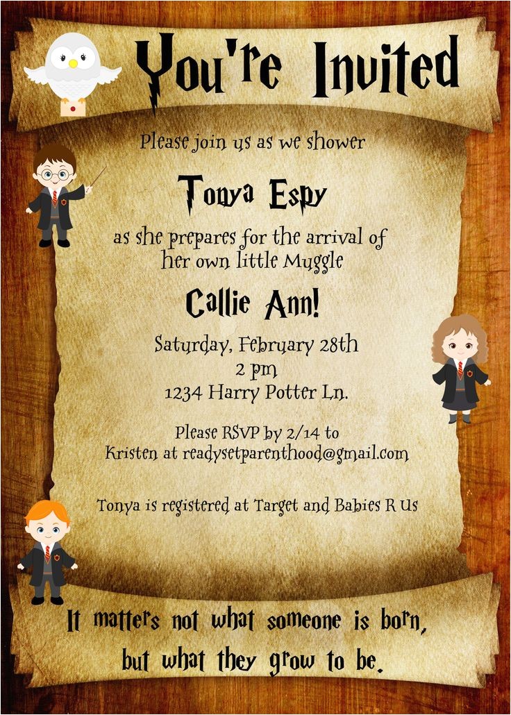 Printable Harry Potter Baby Shower Invitations Harry Potter Baby Shower Invite butter Beer