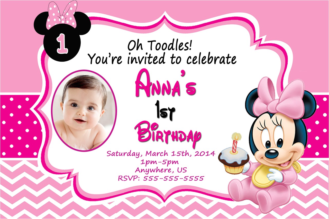Printable Minnie Mouse First Birthday Invitations Baby Minnie Mouse 1st Birthday Invitations Dolanpedia