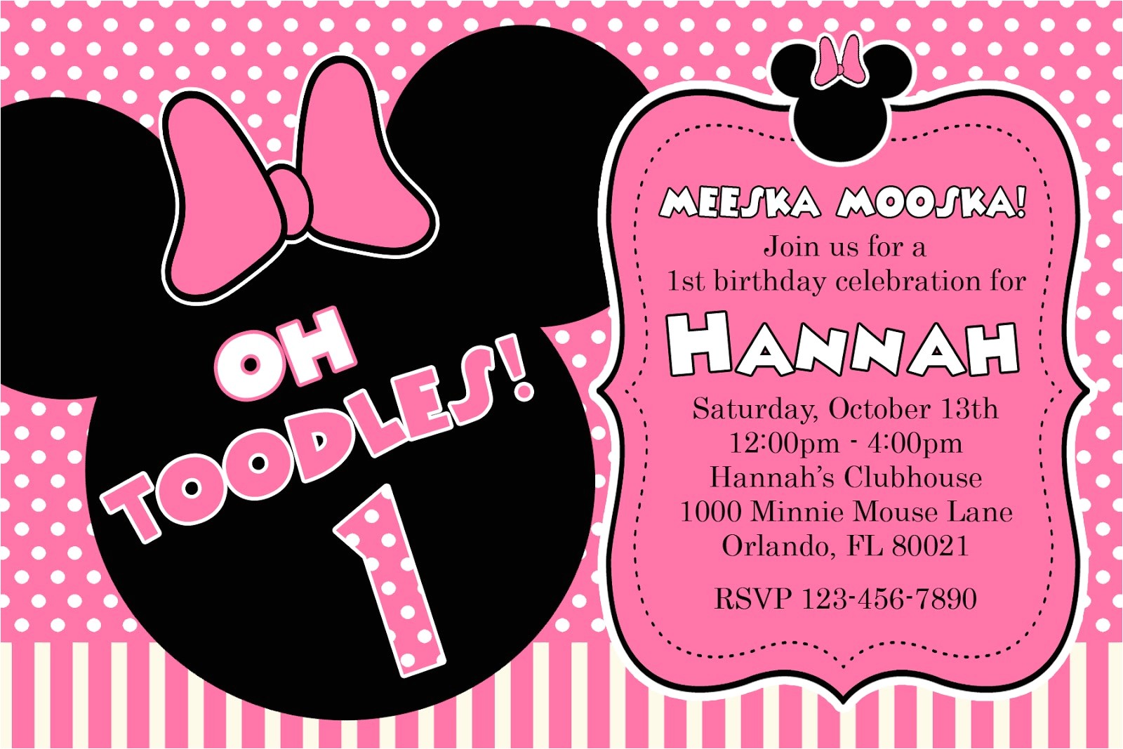 Printable Minnie Mouse First Birthday Invitations Free Printable Minnie Mouse 1st Birthday Invitations