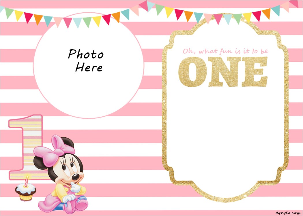 Printable Minnie Mouse First Birthday Invitations Free Printable Minnie Mouse 1st Invitation Templates