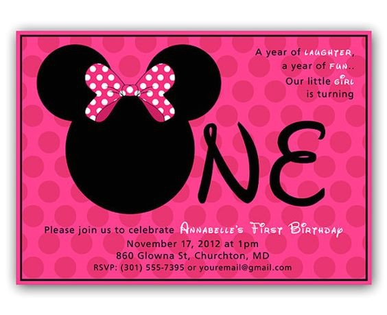 Printable Minnie Mouse First Birthday Invitations Instant Download Editable Minnie Mouse Inspired First