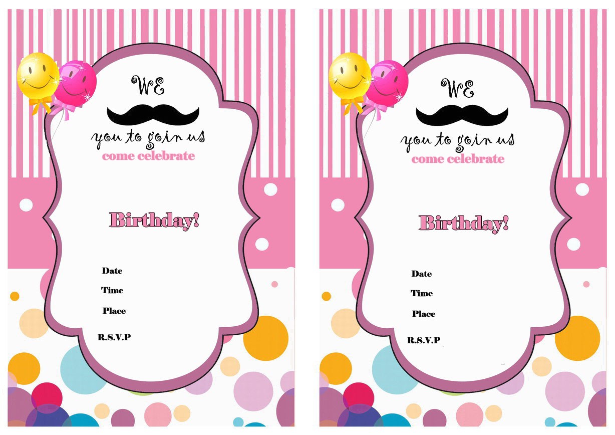 Printable Mustache Birthday Invitations Mustache Birthday Invitations – Birthday Printable
