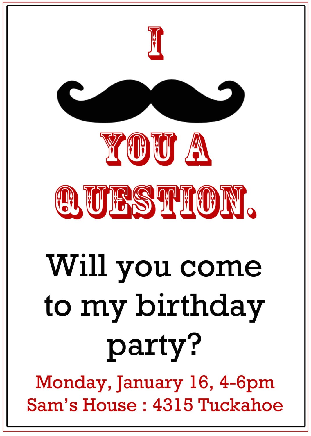 Printable Mustache Birthday Invitations Mustache Party Invitation Boy S Birthday Invitation by