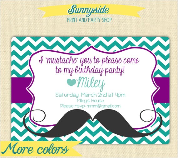 Printable Mustache Birthday Invitations Sunnyside Print & Party S Vendor Listing
