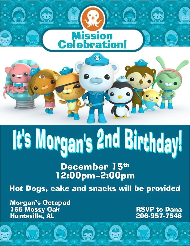 Printable Octonauts Birthday Invitations Custom Octonauts Party Invitations