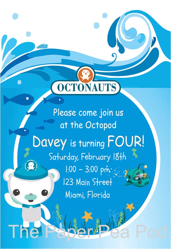 Printable Octonauts Birthday Invitations Items Similar to New Octonauts Inspired Custom Printable