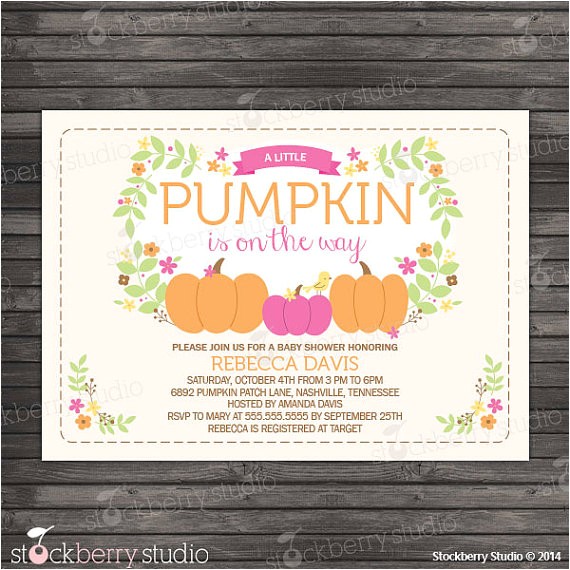 Pumpkin Baby Shower Invitations Etsy Little Pumpkin Baby Shower Invitation by Stockberrystudio