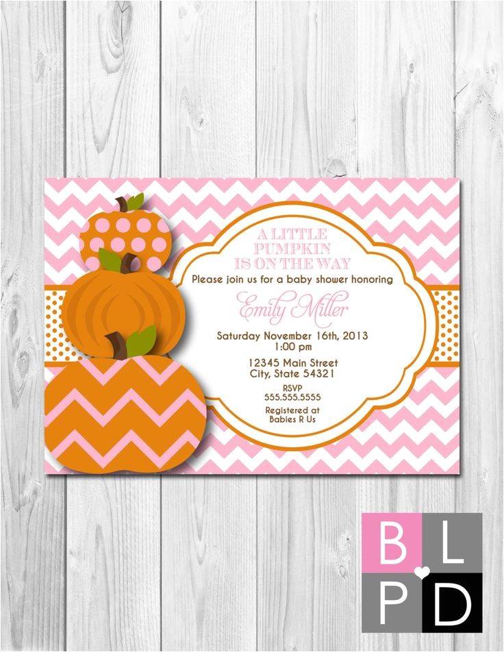 Pumpkin Baby Shower Invitations Etsy Little Pumpkin Baby Shower Invitation Pink and orange