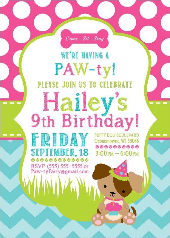 Puppy Birthday Party Invites Party Invitation Templates Dog Party Invitations