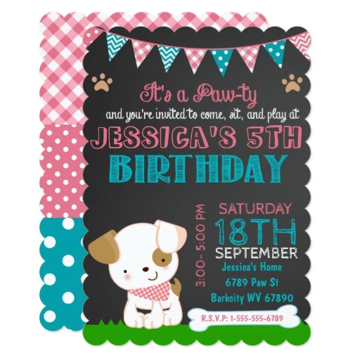 Puppy Birthday Party Invites Puppy Party Invitation Puppy Paw Ty Birthday Zazzle