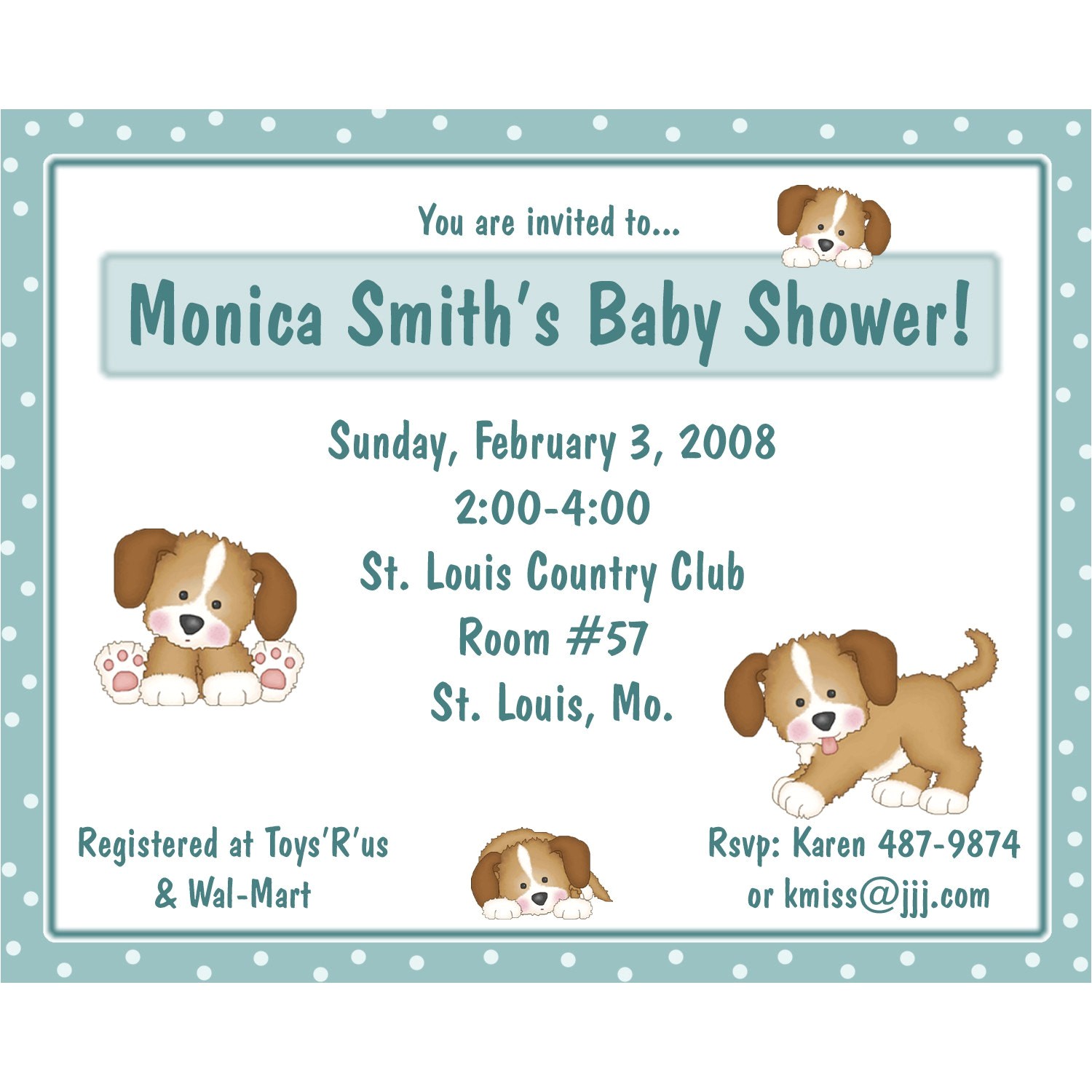 Puppy Dog Baby Shower Invitations 20 Baby Shower Invitations Puppy Dog Tails theme