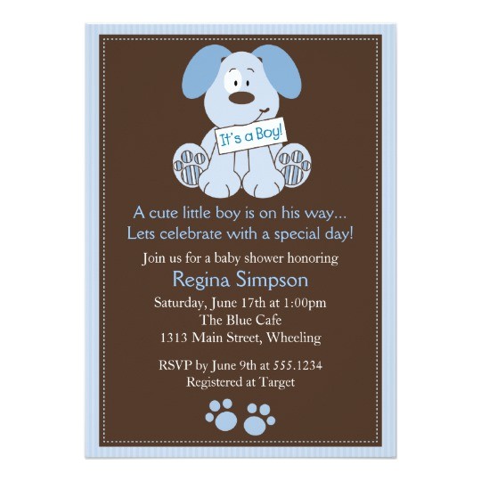Puppy Dog Baby Shower Invitations Cute Puppy Dog Baby Shower Invitation Blue